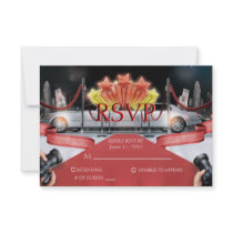 Red Carpet RSVP Card Personalized Invitation