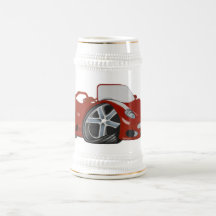 Red Cartoon Car Art Coffee Mug