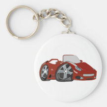 Red Cartoon Car Art Key Chain