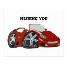 Red Cartoon Car Art Postcard