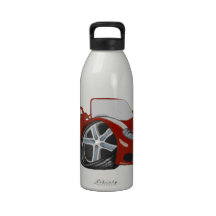 Red Cartoon Car Art Water Bottle