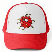 Red Cartoon Germ Trucker Hats