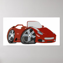 Red Cartoon Sports Car Art Poster