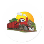 Red Cartoon Steam Engine Stickers