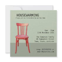 Red Chair green Housewarming Invitation