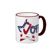 Red Check VOTE with US Flag Star Coffee Mug