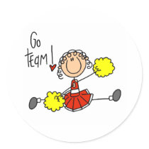 Red Cheerleader Round Stickers