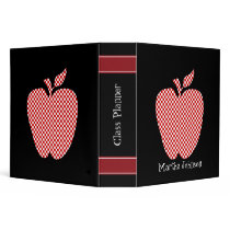 Red Chequered Apple Teacher's Class Planner Vinyl Binder