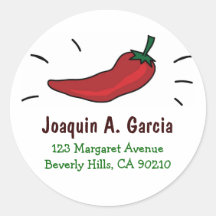 Red Chili Pepper Address Labels Round Sticker