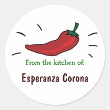 Red Chili Pepper "From the kitchen of" Labels Round Sticker