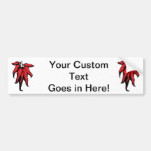 Red Chili Peppers On a String Graphic Bumper Stickers