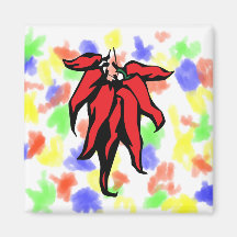 Red Chili Peppers On a String Graphic Magnet