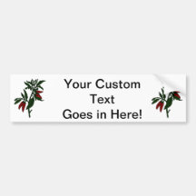 Red chili peppers on dark green plant bumper sticker