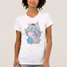 Red China Rose & Pearls Tee Shirt