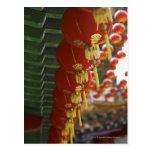 Red Chinese lanterns hanging from temple Post Cards