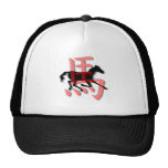 Red chinese symbol horse trucker hat