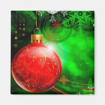 Red Christmas Ball Refrigerator Magnets