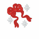 Red christmas bow embroidered women's shirt