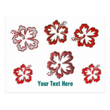 Red Christmas Hibiscus Post Card