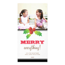 Red christmas holly custom holiday photo greeting photo card template