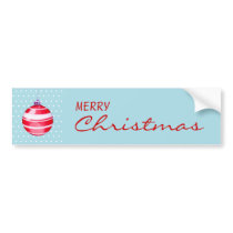 Red Christmas Ornament blue Bumper Sticker