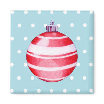 Red Christmas Ornament blue Magnet