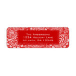 Red Christmas Paisleys Return Address