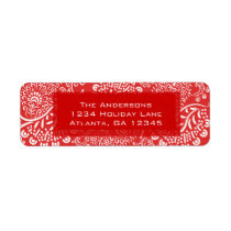 Red Christmas Paisleys Return Address