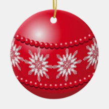 Red Christmas Snowflake Ball Ornament