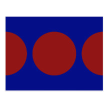 Red Circles on Blue Postcard