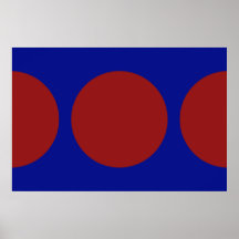 Red Circles on Blue Poster
