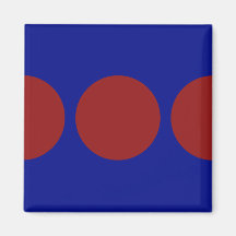 Red Circles on Blue Refrigerator Magnets
