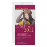 Red class of graduation photo announcement card custom photo card