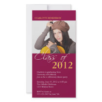 Red class of graduation photo announcement card custom photo card
