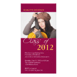 Red class of graduation photo announcement card custom photo card