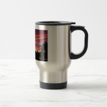 Red Clouds Skyline Travel Mug