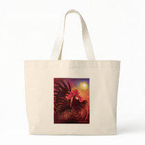 Red Cock Rooster Painting Art - Multi Canvas Bags
