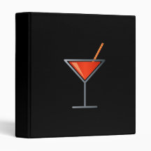 Red Cocktail Martini Glass 3 Ring Binder