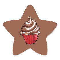 Red Coffee Cupcake coffee Star Sticker