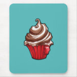 Red Coffee Cupcake teal Mousepad