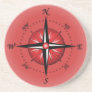 Red Compass Rose Beverage Coasters