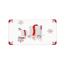 Red Corner Scroll with Presents Gift Tag Labels