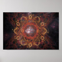 Red Cosmic Flower Poster