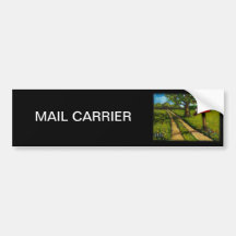 Red Country Mailbox: Oil Painting Bumper Sticker