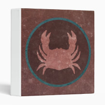 Red Crab Blue Ring Binder