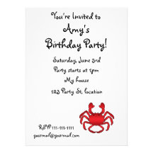 Red crab personalized invites