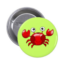 Red crab pinback buttons