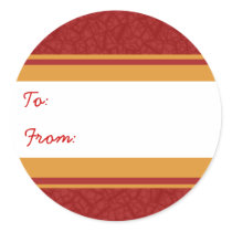 Red Crackle Ornament Gift Tag Round Sticker