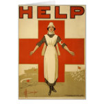 Red Cross Field Nurse Poster Reading HELP cards