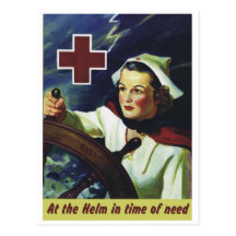 Red Cross Poster - Nurse at the Helm Postcards